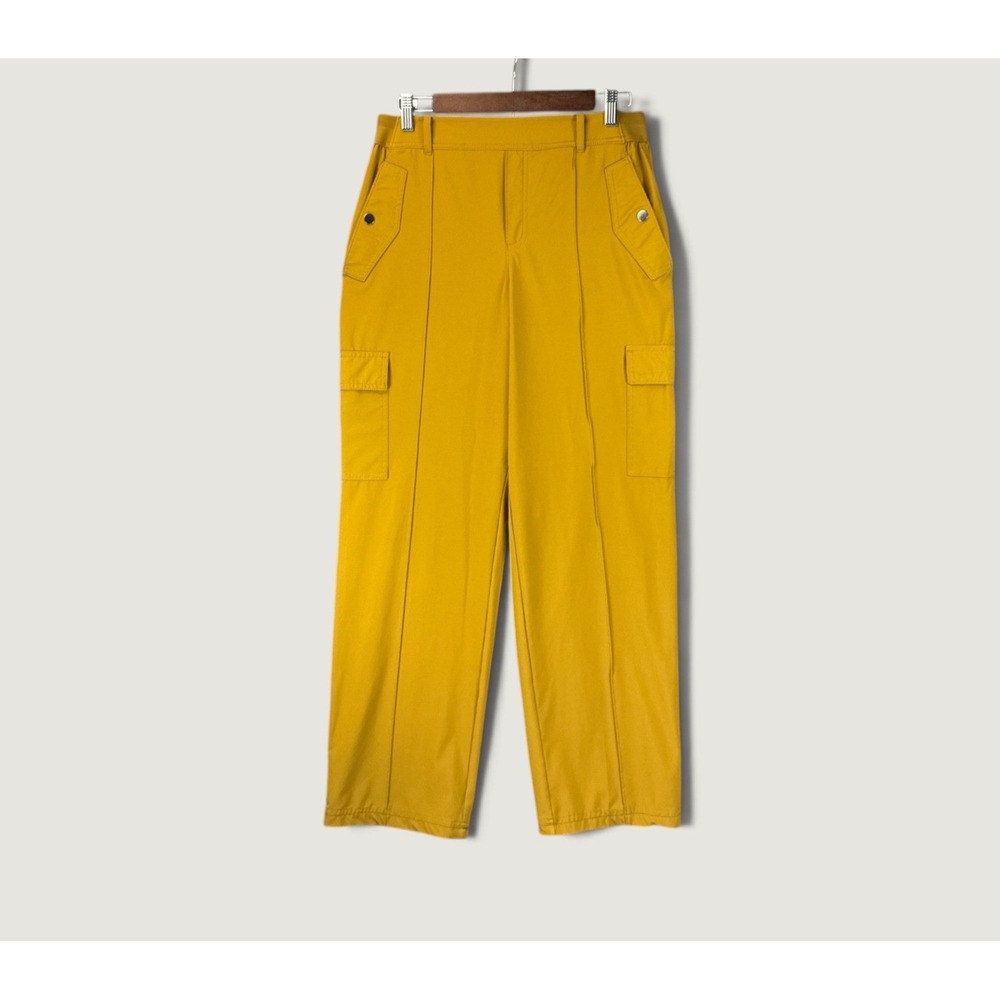 Athleta Vienna Cargo Pant Size 10 Mustard Straight Exercise Travel Lightweight
